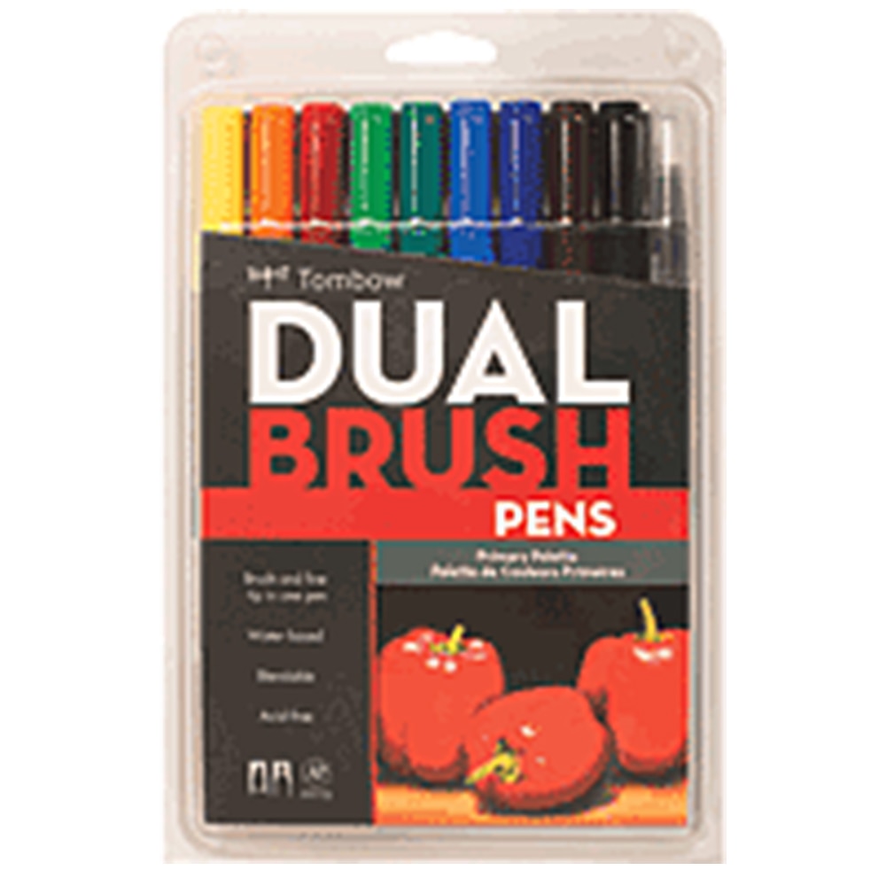Tombow, Brush Marker, Art & School, Dual, Primary colors, 10 count, 113834
